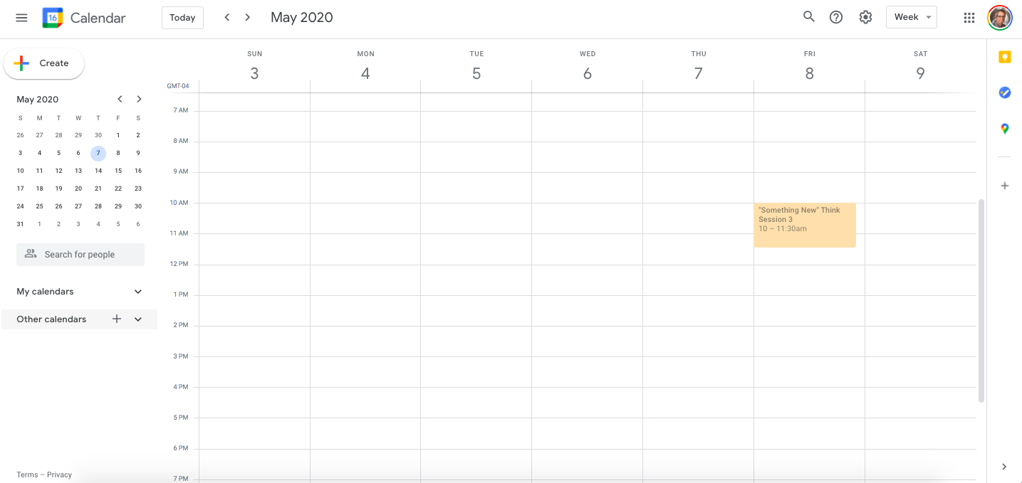 3 something new larger Screen shot of calendar with a meeting called Something New