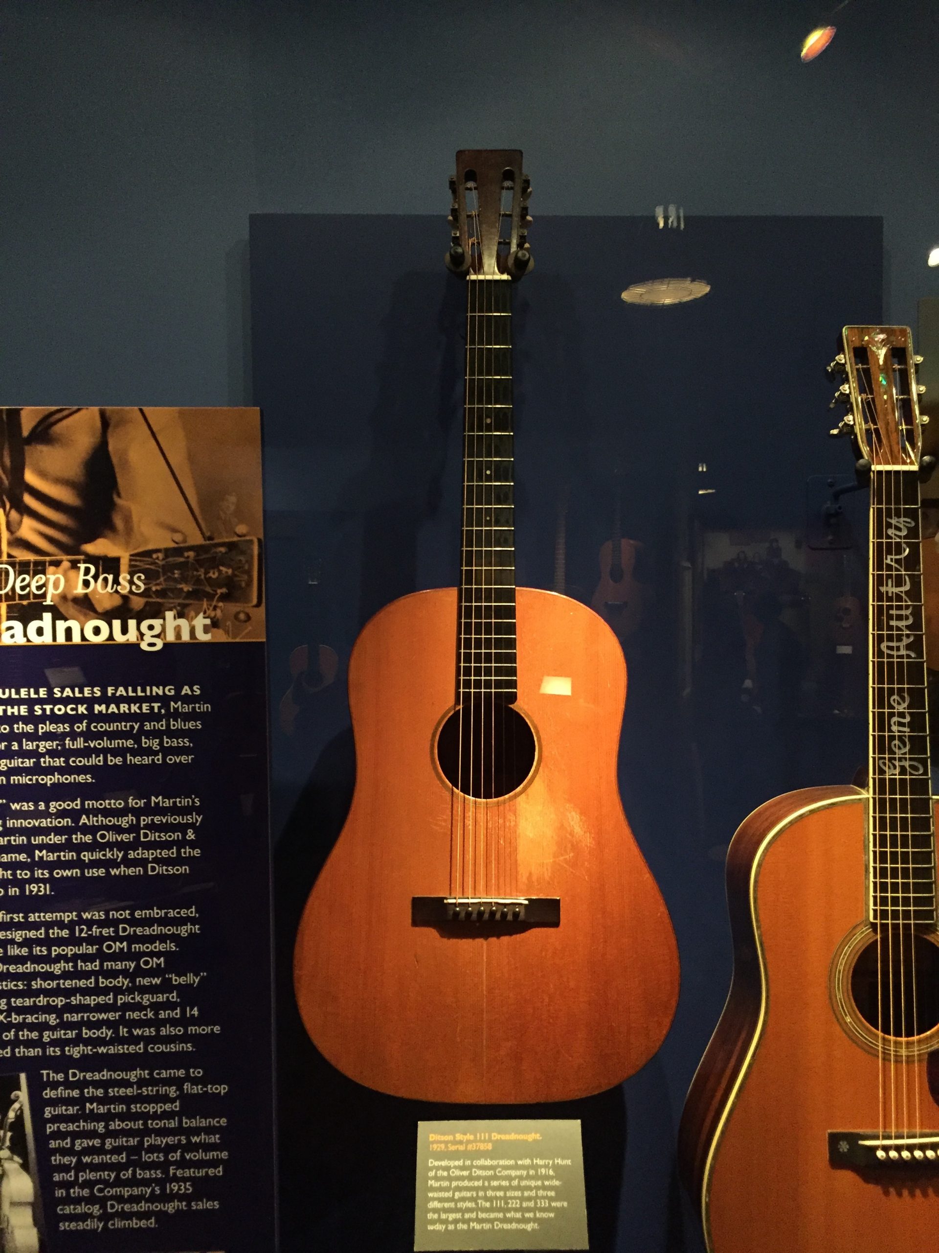 5. gene autry guitar Two guitars hanging on the wall of the Martin Museum