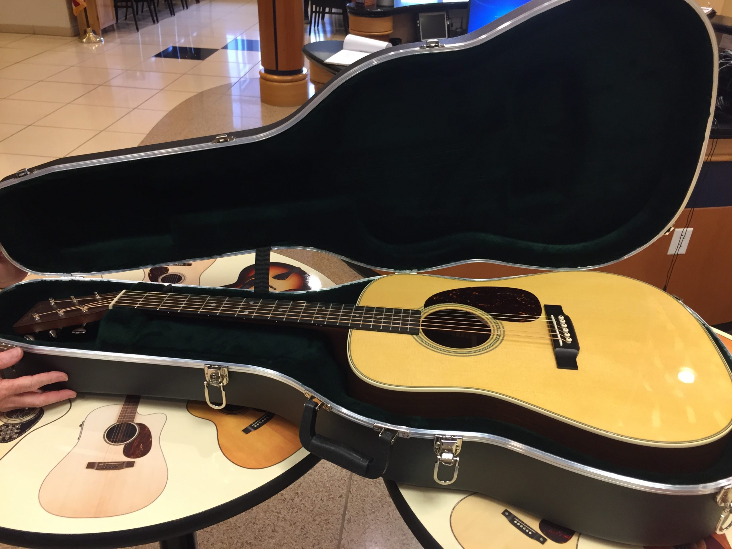 9. martin my d-28 at factor The Martin D-28 guitar that Jim Olson purchased on his trip.