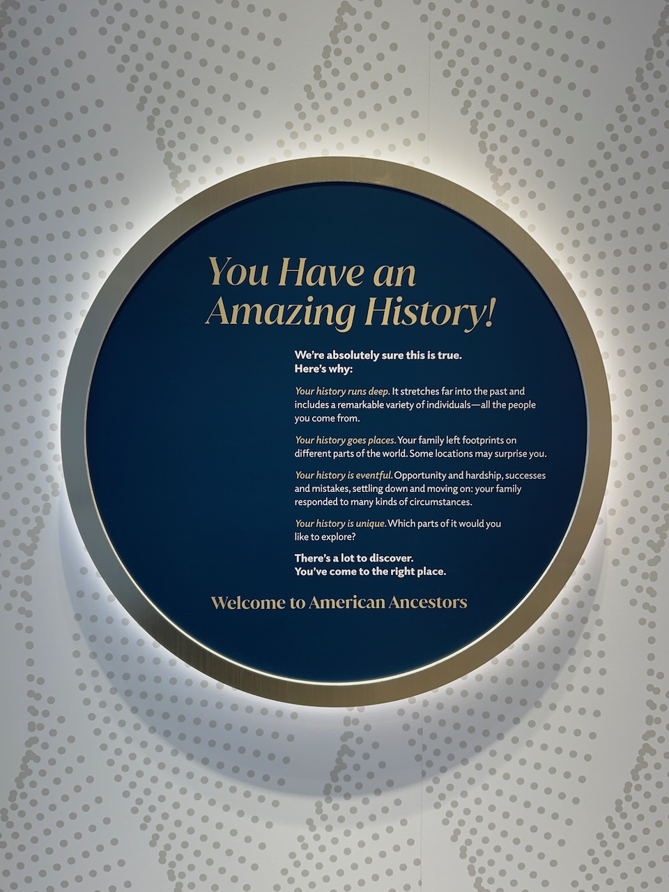 amazing history panel You have an amazing history introductory panel.