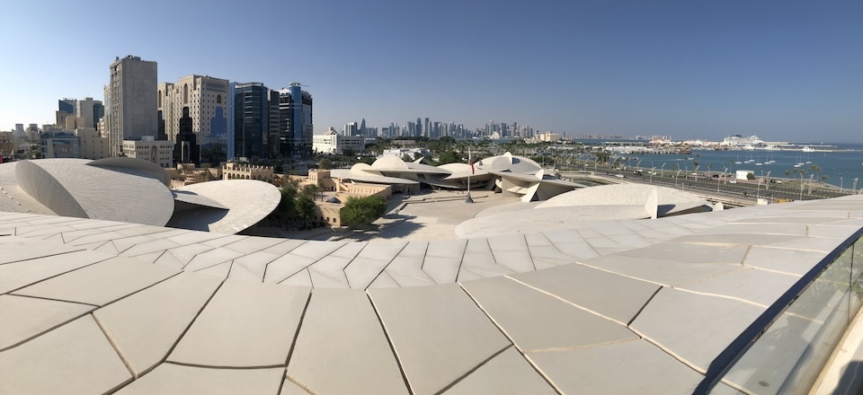 national museum of qatar View of skyline and water from the roof of the National Museum of Qatar.